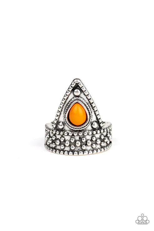 Tropical Escapade - Orange Studded Triangular Ring R#6614