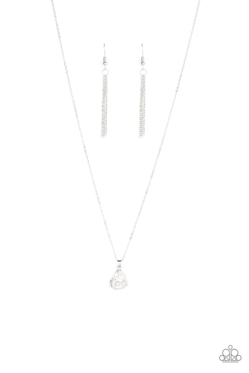 Turn On The Charm - White 3D Heart "Love" Cubic Zirconia Necklace N#3736