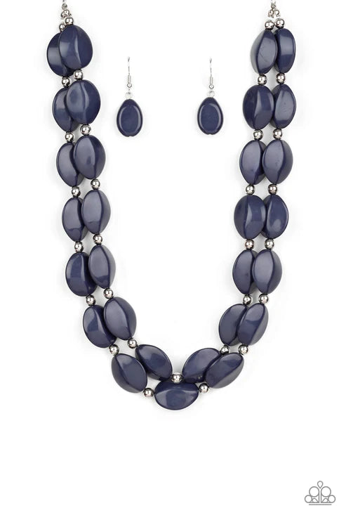 Two-Story Stunner - Blue Depths Faceted Accent Necklace N#3145