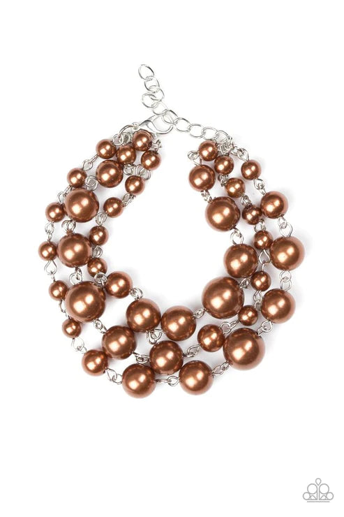 Until The End Of TIMELESS - Brown Bubbly Pearl Trio Strand Bracelet B#5537
