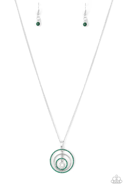 Upper East Side - Green "Dizzy/Spin" Circular Encrusted Necklace N#6027