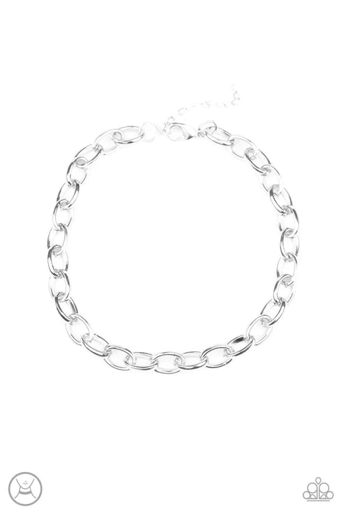 Urban Uplink - Oversized Silver Link Choker Necklace N#3120