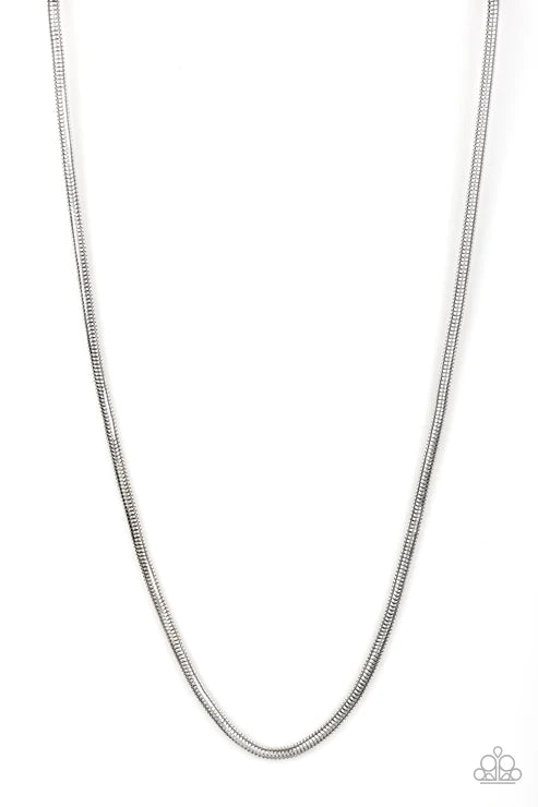 Victory Lap - Oversized Silver Rounded High-Sheen Shimmer Snake Chain Link Urban Necklace N#4784