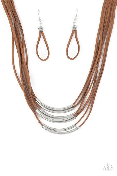 Walk The WALKABOUT - Brown Slide Along Rods Suede Necklace N#4401