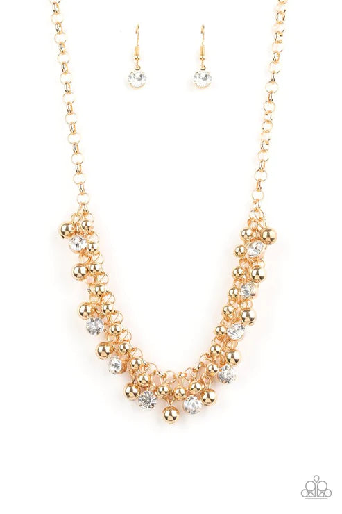 Wall Street Winner - Oversized Gold Interlocked Fringe Necklace N#3862