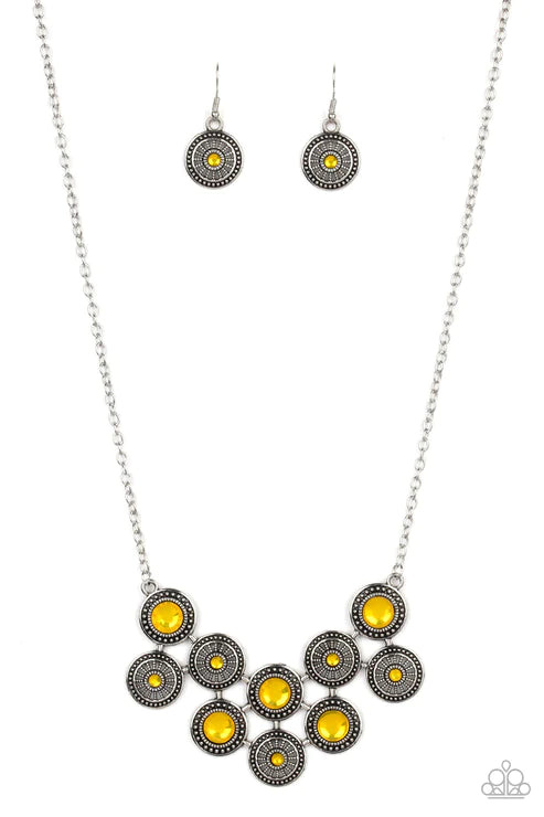 Whats Your Star Sign? - Yellow Iridescent Dotted/Studded Starry Necklace N#4187