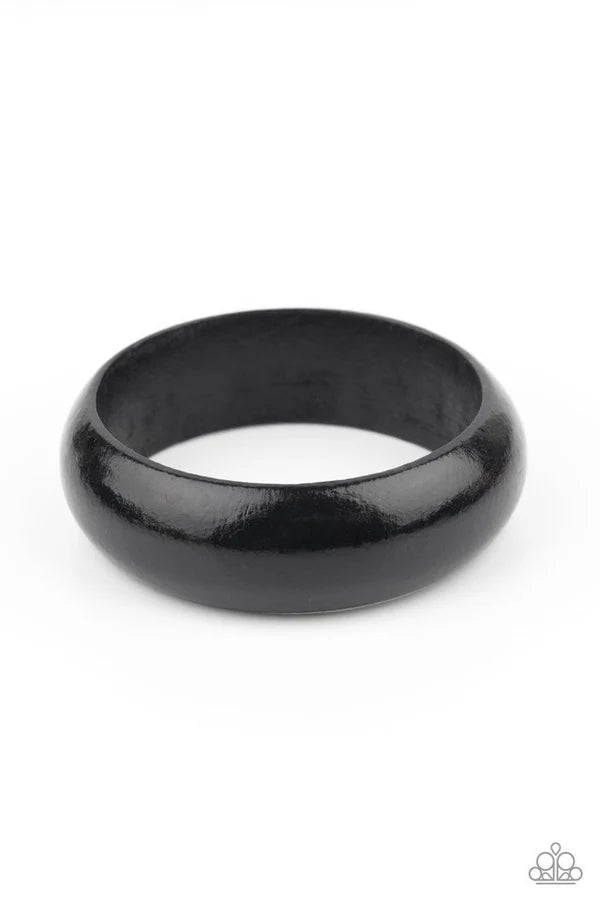 Whimsically Woodsy - Oversized Black Bold Wood Bangle Bracelet B#6788