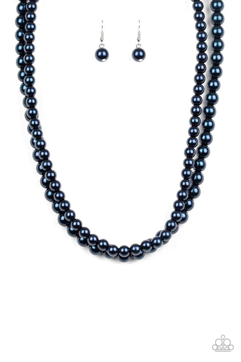 Woman Of The Century - Metallic Blue Pearl Double Twist Necklace N#3068