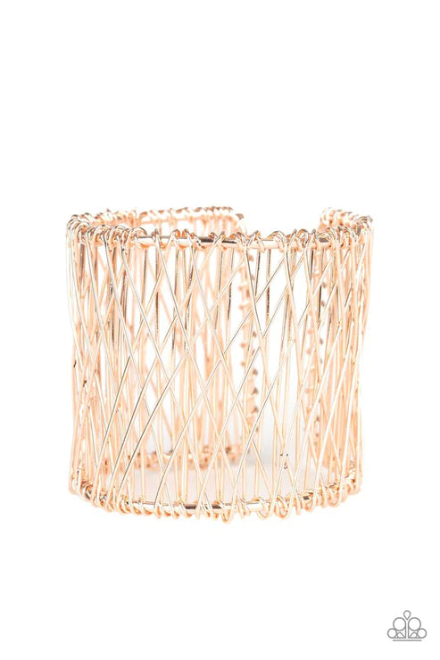 Work For WIRE - Rose Gold Wired Crisscross Cuff Bracelet B#4737