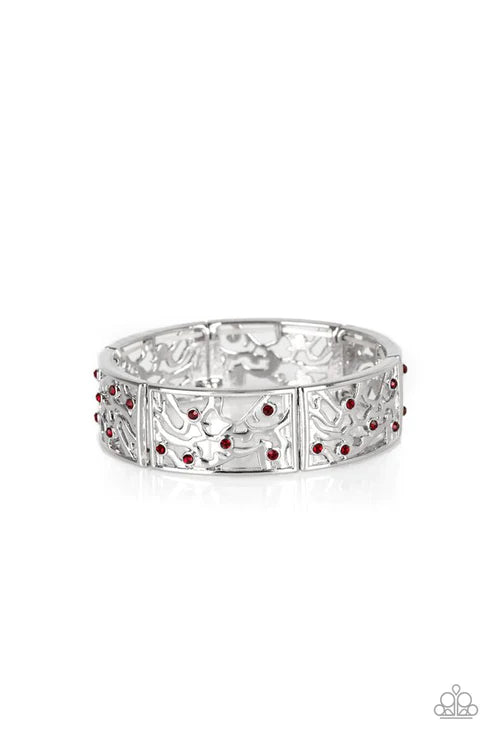 Yours and VINE - Red Encrusted Filigree Vine Bracelet B#3664