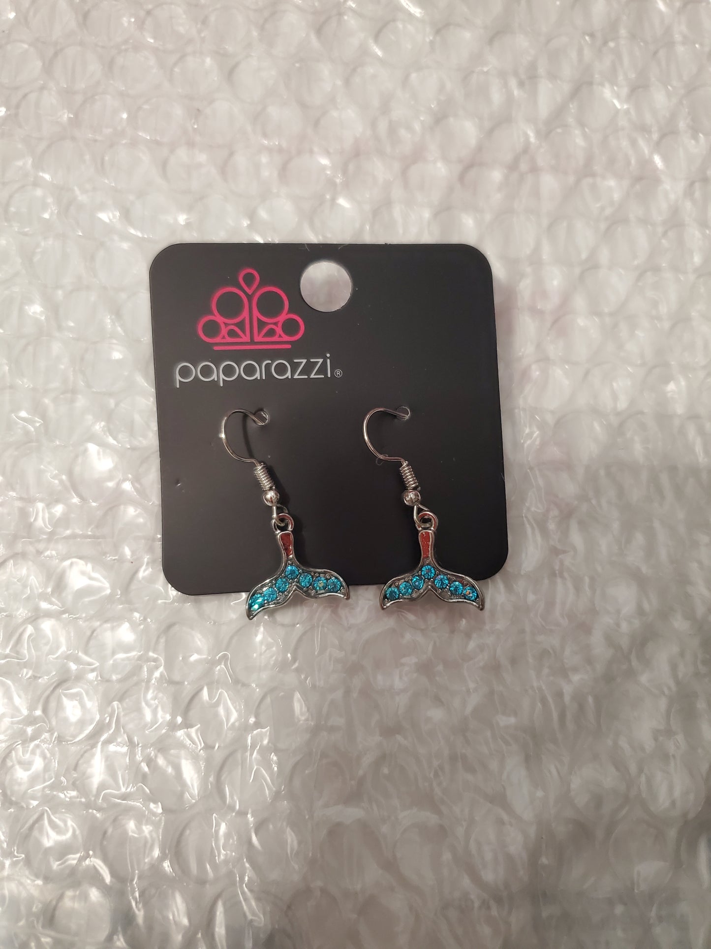 Starlet Shimmer - Blue Iridescent Mermaid Tail Encrusted Earrings SS#3313 Lil Divas/Women