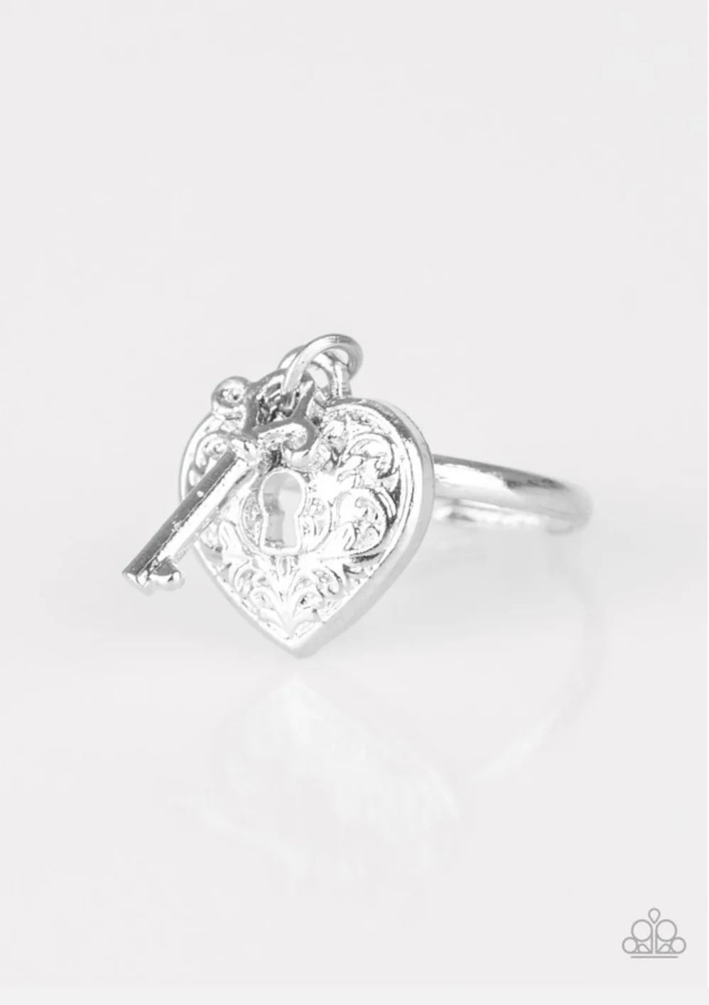 Starlet Shimmer - Silver 3D Filigree Heart Lock & Key Ring SS#002 Lil Divas