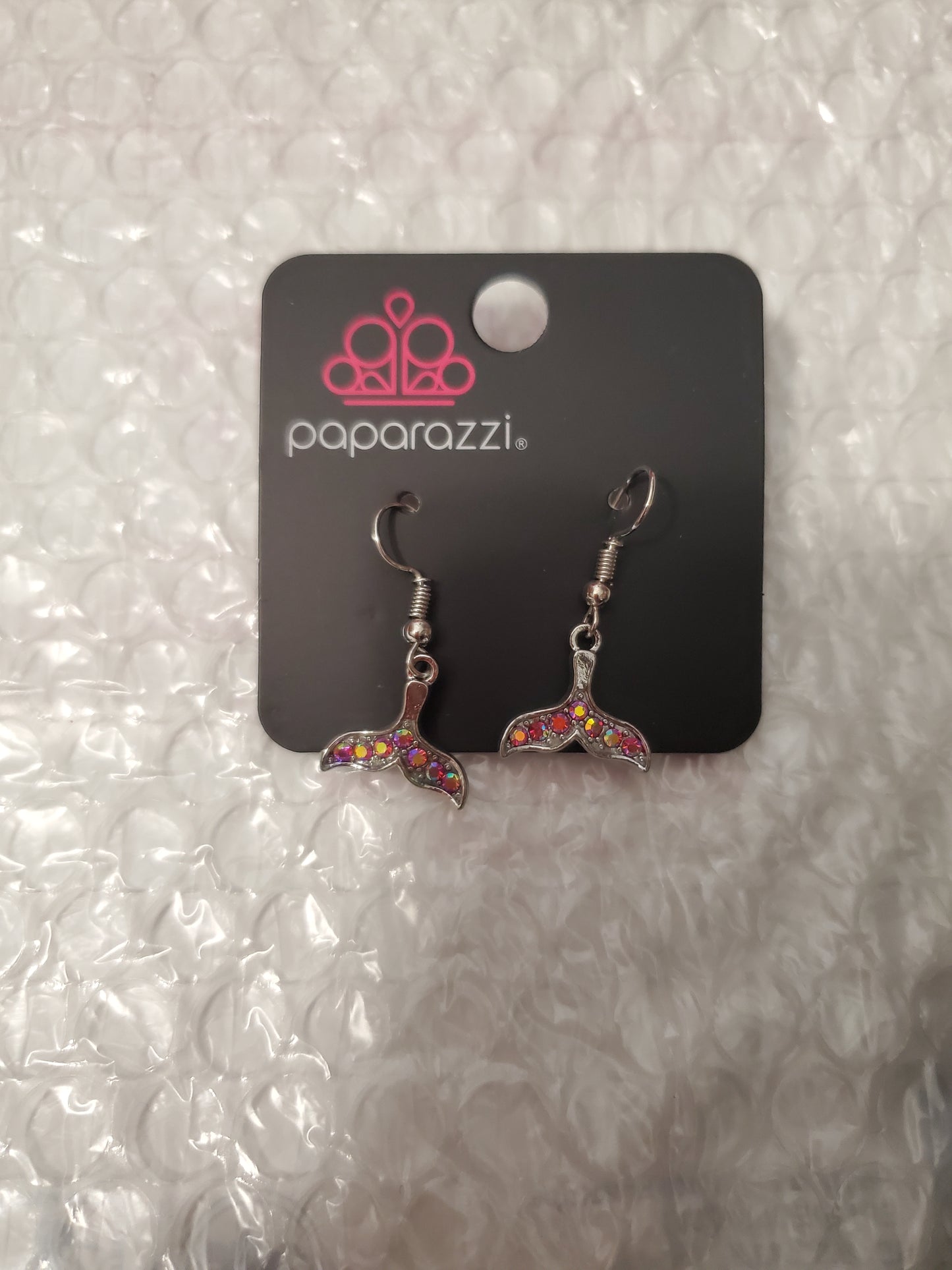 Starlet Shimmer - Pink Iridescent Mermaid Tail Encrusted Earrings SS#3314 Lil Divas/Women