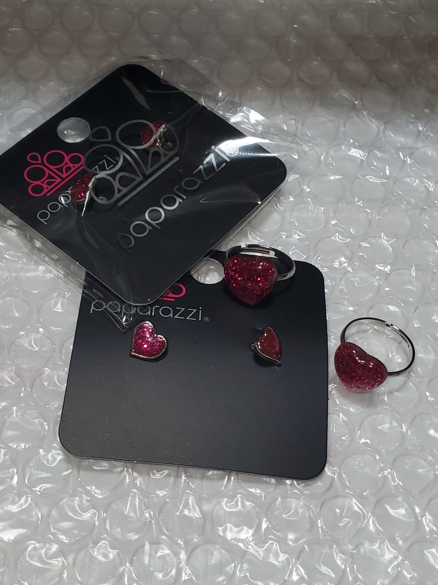 Starlet Shimmer - 2 Piece Hot Pink 3D Puff Heart Glitter Encrusted Set SS#127 Lil Divas