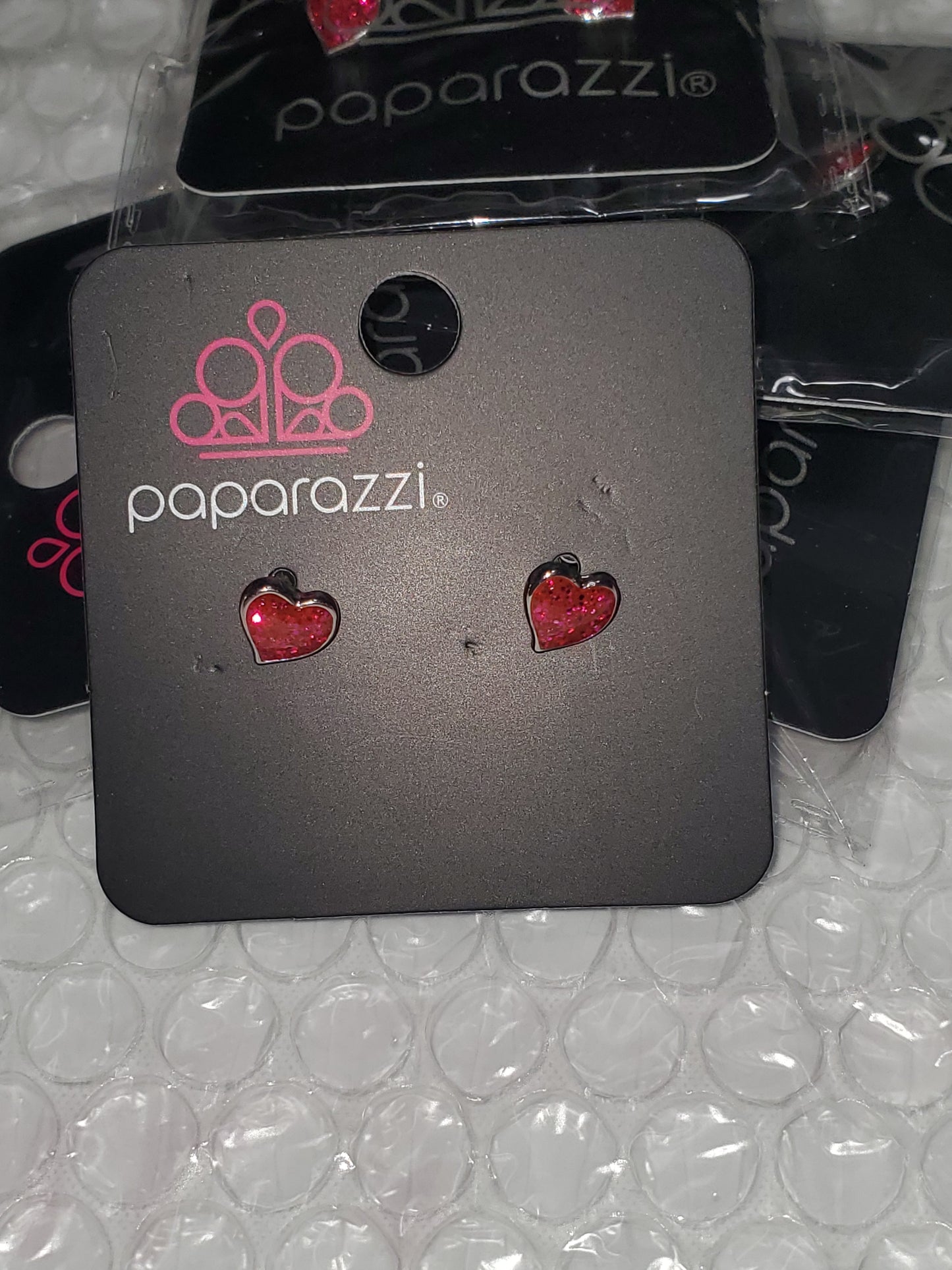 Starlet Shimmer - Red 3D Puff Heart Glitter Encrusted Earrings SS#124 Lil Divas & Women