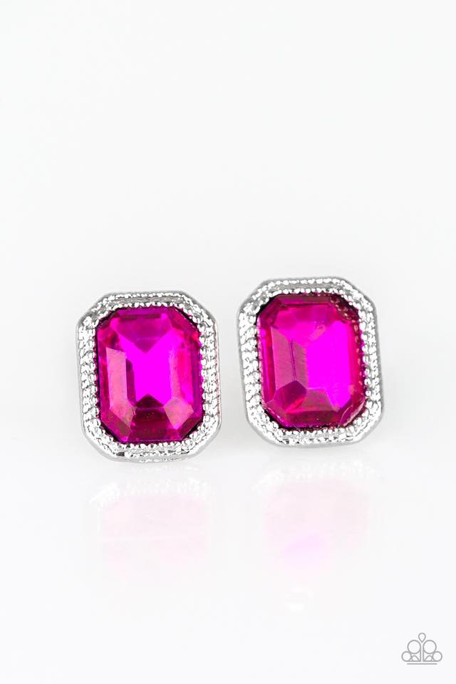 Starlet Shimmer - Peacock Pink Emerald Cut Earrings SS#3310 Lil Divas and Women
