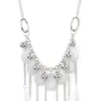 Roaring Riviera - White Faceted Flared Free-Fall Fringe Necklace N#2724