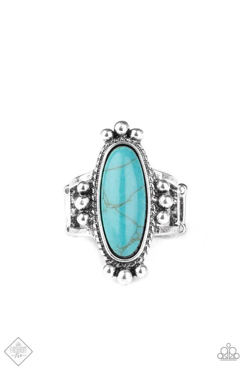 Pioneer Paradise - Blue Oval Studded Stone Ring R#2820
