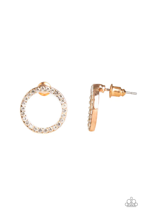 5th Ave Angel - Rose Gold Encrusted Hoop Earrings E#2270
