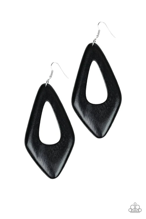 A SHORE Bet - Oversized Black Anchor Wood Earrings E#1801
