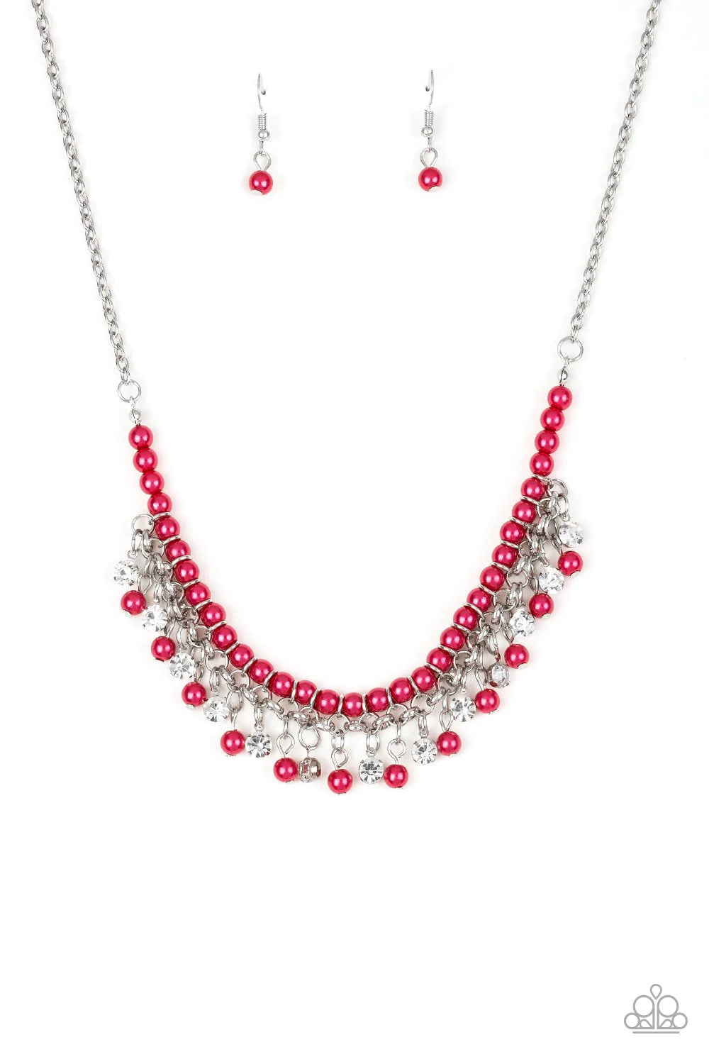 A Touch of CLASSY - Pink Infused Pearl Encrusted Fringe Necklace N#192
