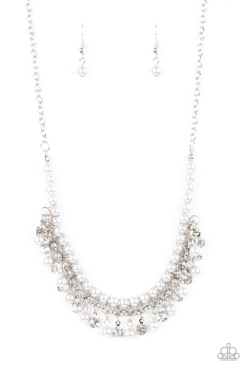 A Touch of CLASSY - Silver Infused Pearl Encrusted Fringe Necklace N#2570