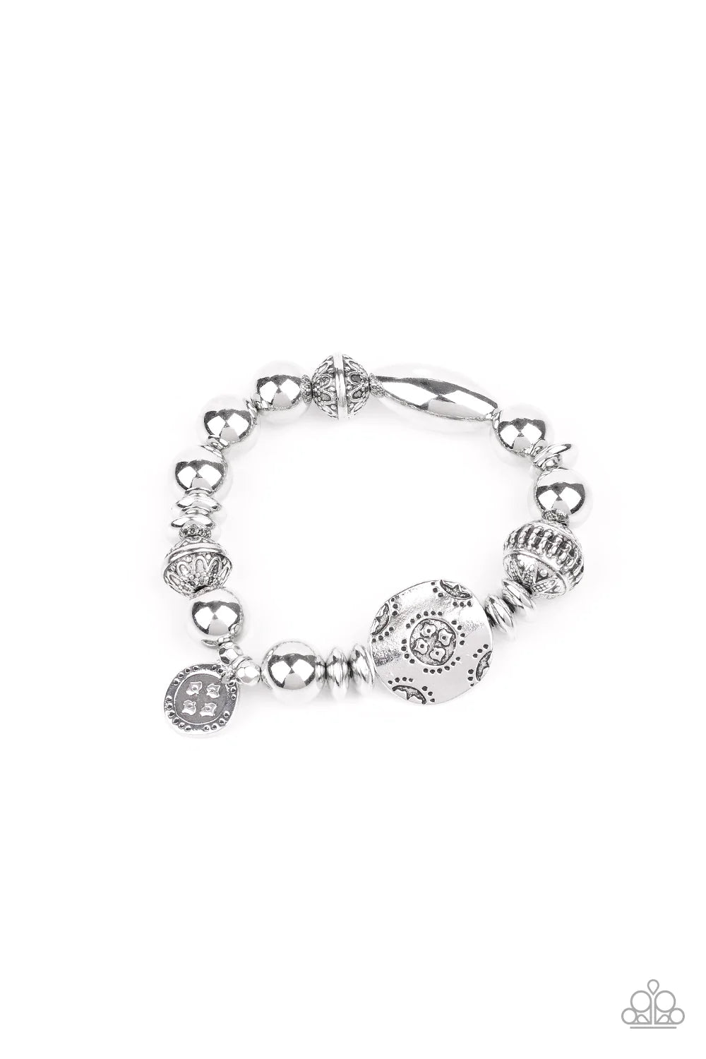 Aesthetic Appeal - Silver Mismatched Decorative Aesthetic Charm Accent Bracelet B#1011