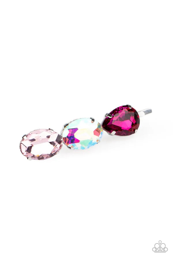 Beyond Bedazzled - Oversized Hot Pink/Lt. Pink Oval Opal Teardrop Encrusted Bobby Pin HH#074