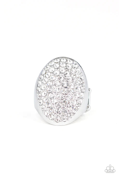 Bling Scene - Oversized White Radiate Out Blinding Encrusted Ring R#237