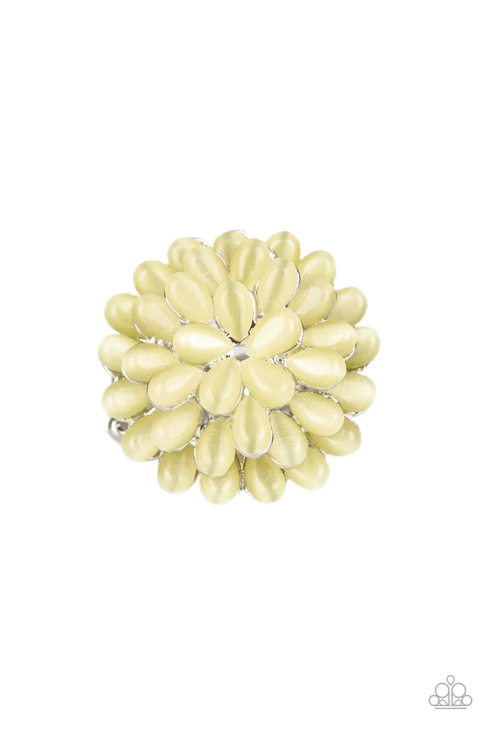 Bloomin Bloomer - Oversized Yellow Petal Blossom Blast Cat's Eye Moonstone Teardrop Ring R#1203