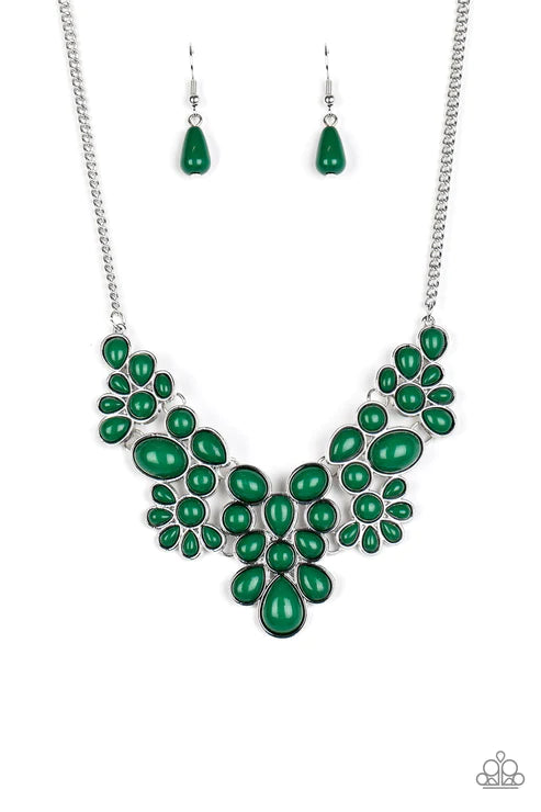 Bohemian Banquet - Ultramarine Green Bubbly Round/Oval/Teardrop Filigree Necklace N#1610
