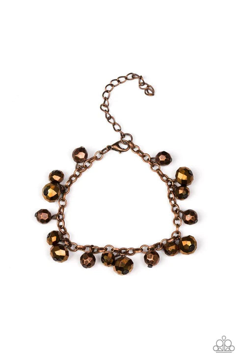 Brilliantly Burlesque - Copper Metallic Faceted Crystal Fringe Bracelet B#1564