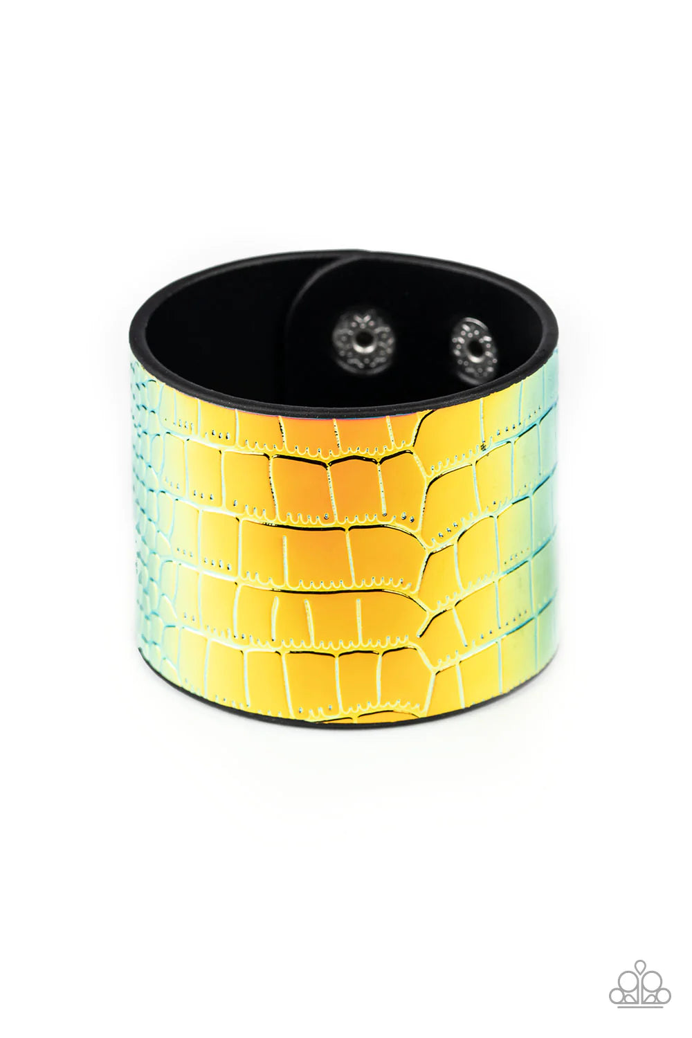 Chroma Croc - Multi Rainbow Chrome Croc Leather Bracelet B#481