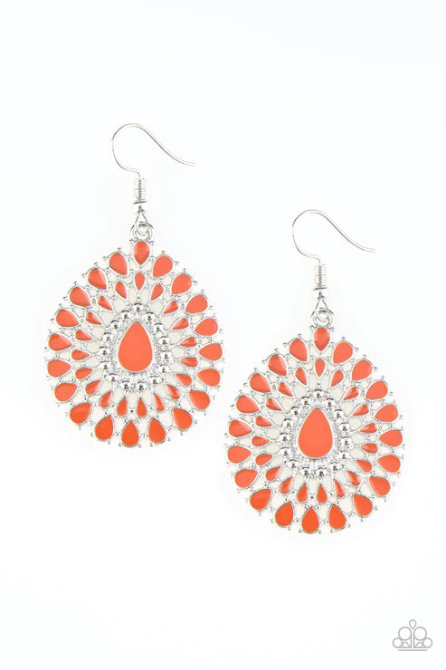 City Chateau - Orange Flared Petal Teardrop Earrings E#2545
