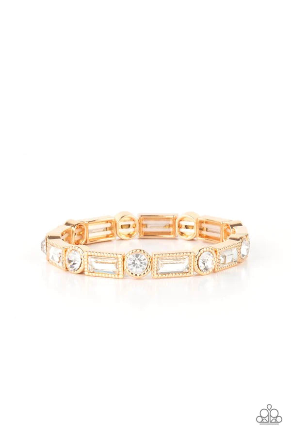 Classic Couture - Gold Dotted Round/Baguette Cut Bracelet B#511