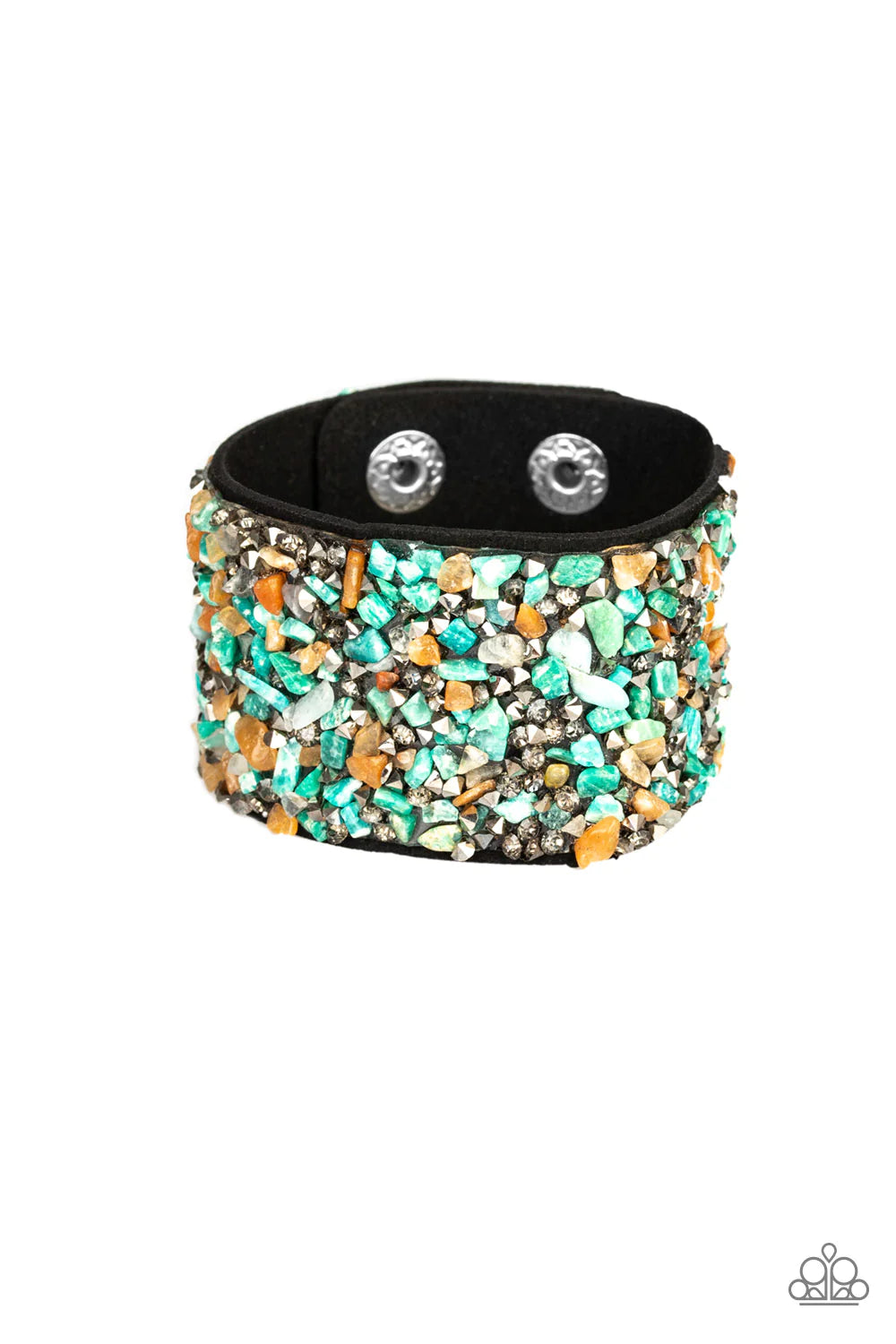 Crush Rush - Multi Smoky Hematite Crushed Rock Suede Bracelet B#309