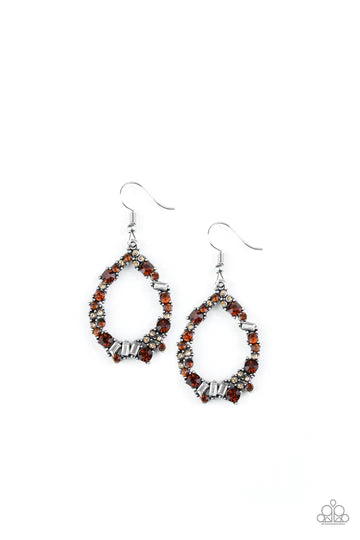 Crushing Couture - Multi (Red/White/Topaz) Crush Encrusted Round/Emerald Cut Teardrop Earrings E#1361