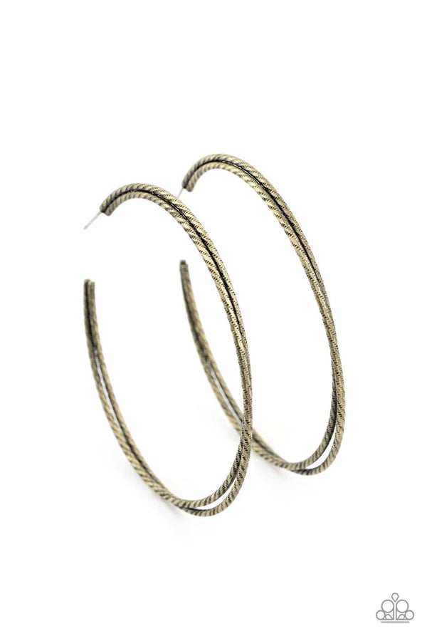 Curved Couture - Oversized Brass Diamond Twist Hoop Earrings E#1491