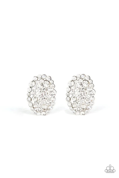 Daring Dazzle - White Collision Cluster Encrusted Earrings E#1015