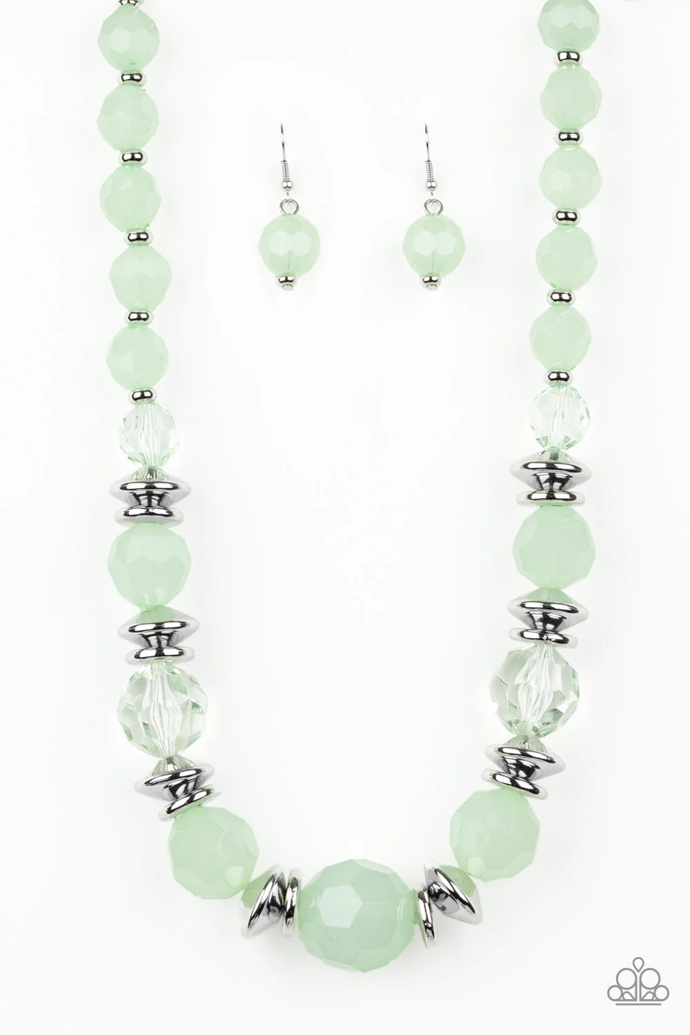 Dine and Dash - Oversized Green Faceted Crystal Accent Necklace N#715