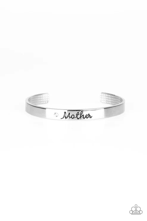 Every Day Is Mothers Day - Silver Engraved "Mother" Dotted Encrusted Cuff Bracelet B#1983