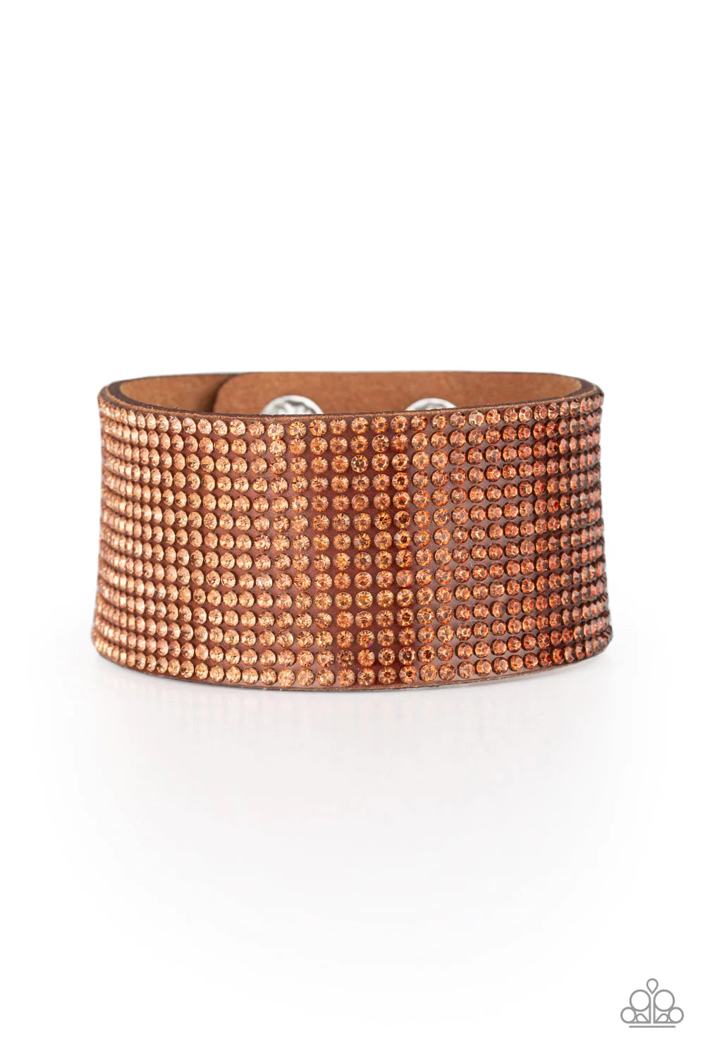 Fade Out - Brown Faded Ombre Golden Topaz to Dark Topaz Encrusted Suede Bracelet B#1165