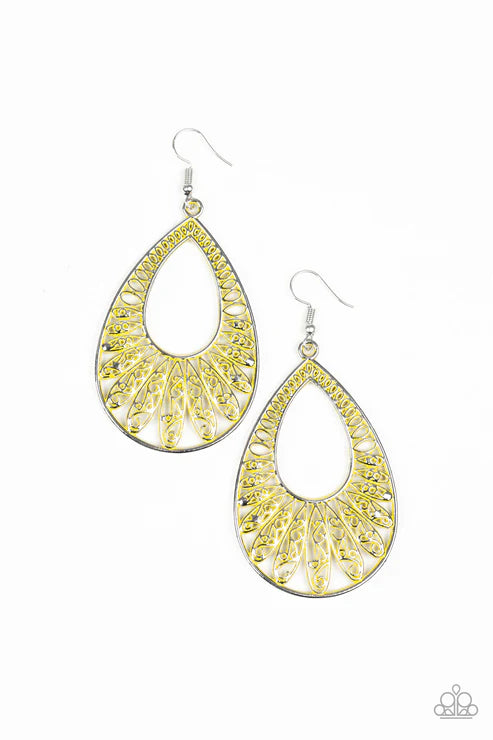 Flamingo Flamenco - Oversized Yellow (Sunny) Petal Teardrop Earrings E#2111
