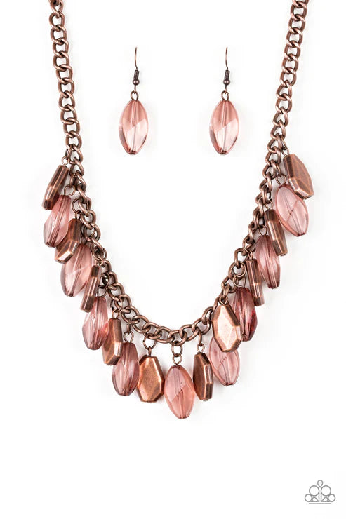 Fringe Fabulous - Copper Cloudy Faceted Imperfect Fringe Necklace N#1953