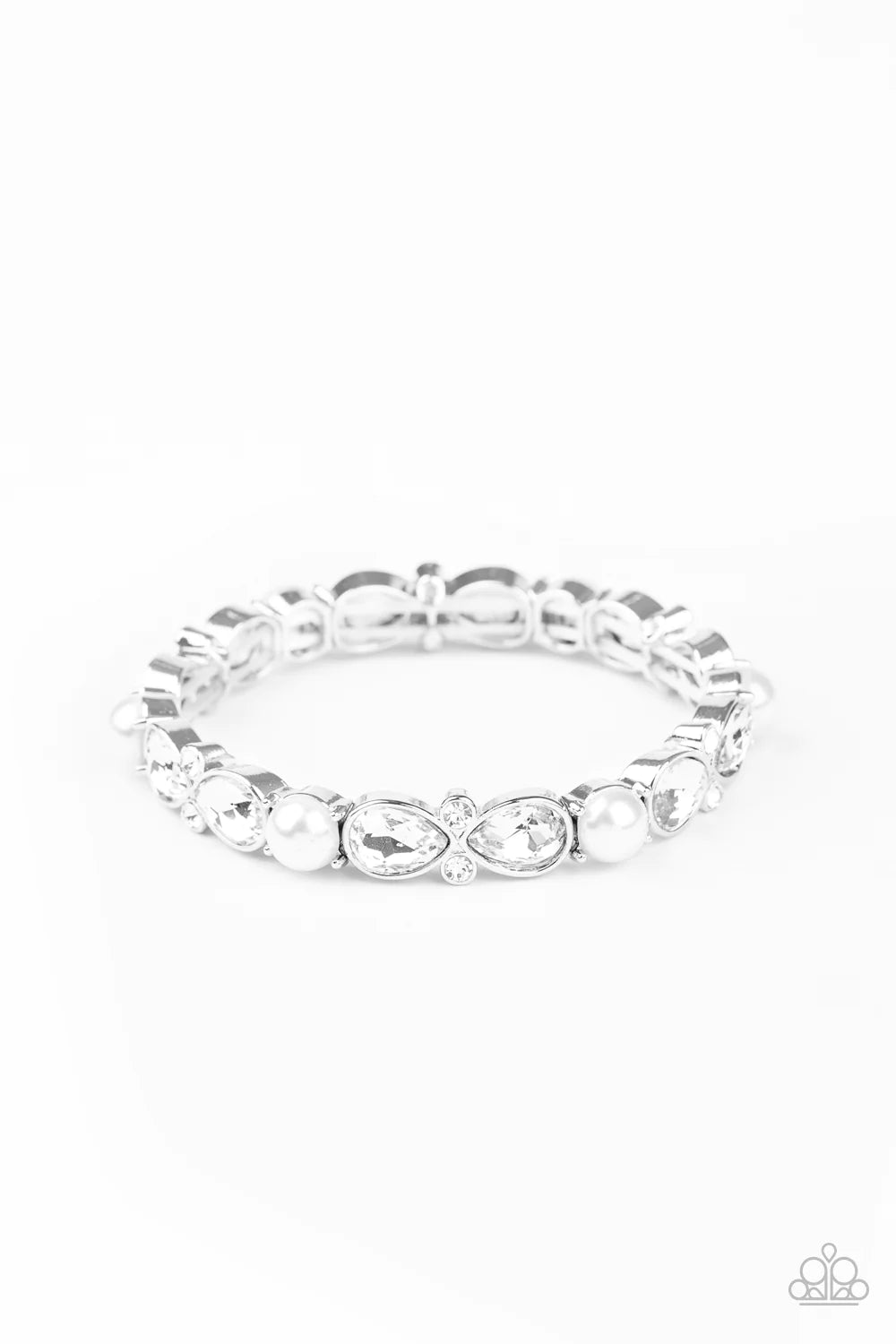 Frosted Finery - White Dotted Pearl Teardrop Bracelet B#1033