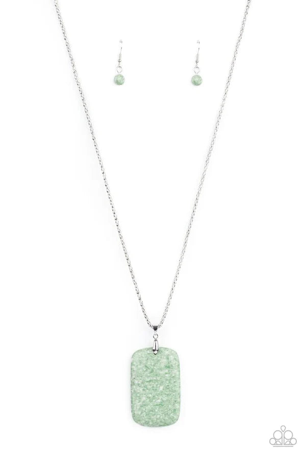 Fundamentally Funky - Oversized Minty Green Faux Marble Stone Popcorn Chain Necklace N#006
