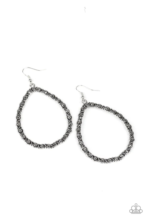 Galaxy Gardens - Smoky Silver Hematite Twist Teardrop Earrings E#2639