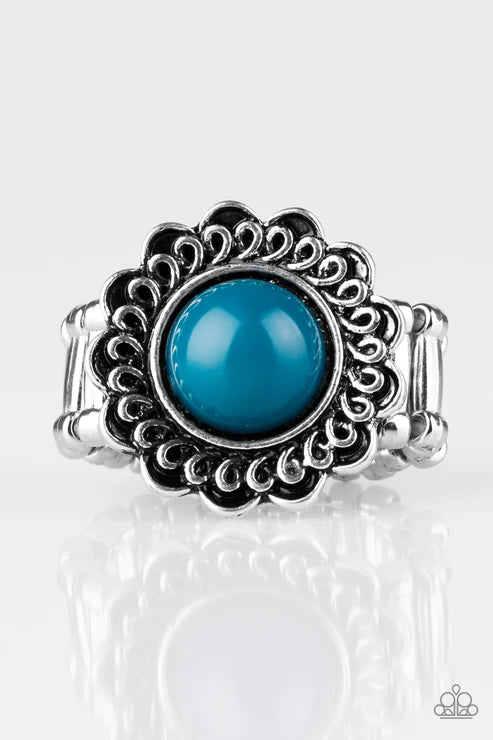 Garden Stroll - Blue Swirl Floral Ring R#1967