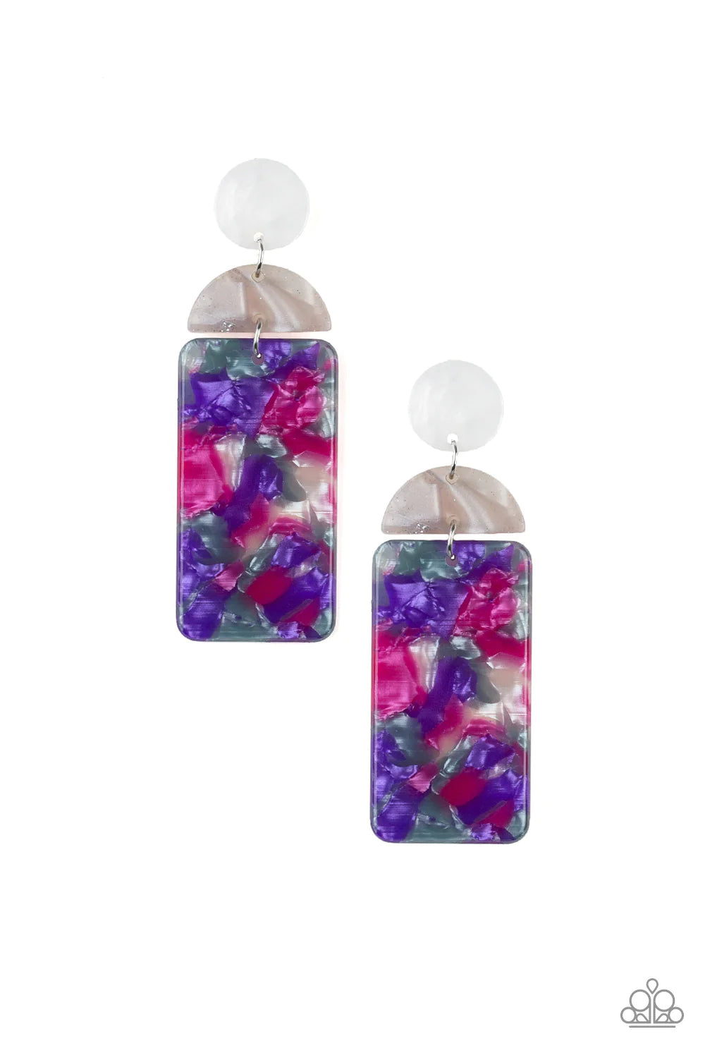 HAUTE On Their Heels - Oversized Purple Collision Faux Marble Retro Lure Earrings E#1381