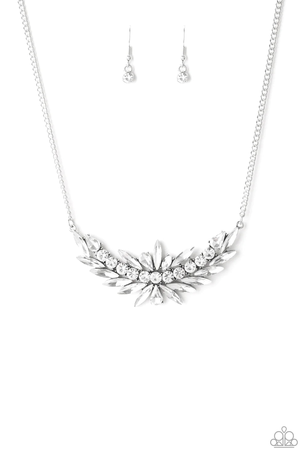HEIRS and Graces - White Round/Marquise/Teardrop Cut Coalesce Pendant Necklace N#377